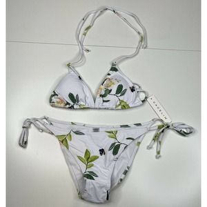 NWT Cacelin 2 Piece Floral Padded Bikini Large w/ Medium Mesh Tank Cover